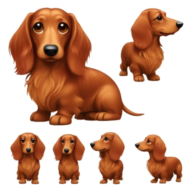 A long-haired marble dachshund stands red-haired sticker