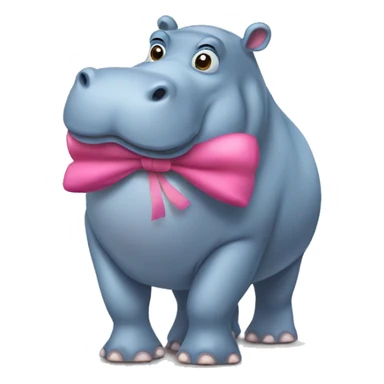 hippo with a bow  sticker