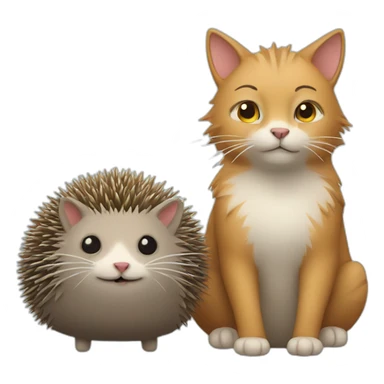 A cat and a hedgehog sticker