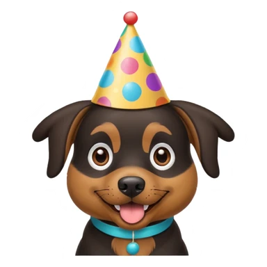black and brown dog at a birthday party sticker