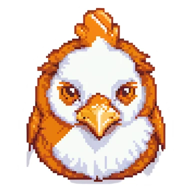 ultra-minimal blocky chicken head emoji with one large white square pixel, extremely simple and abstract, playful, matching Minecraft palette colors sticker