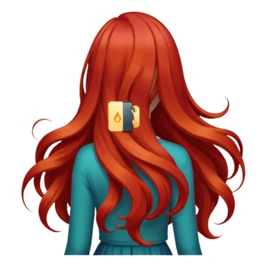 back view of long red hair sticker