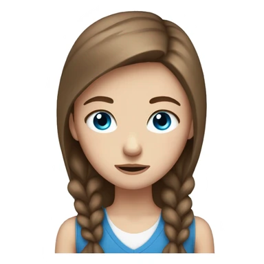 a white girl with brown hair and blue eyes who cries at school sticker