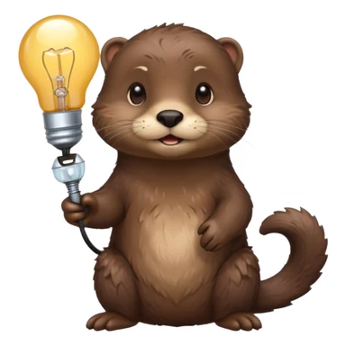 otter holding one lightbulb sticker