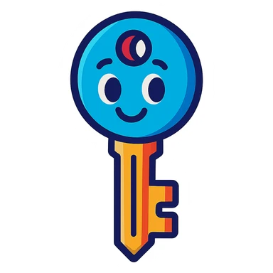 a key, colorful cartoon style, vibrant colors, playful sticker