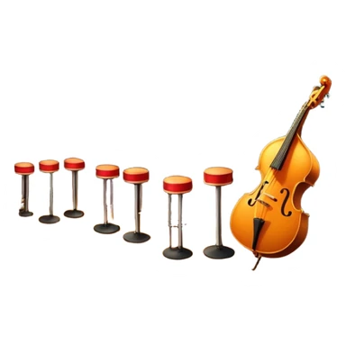 inside a jazz club, bar, stage, and jazz instruments, warm lighting sticker