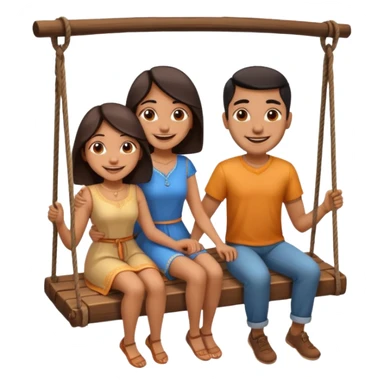 indian man and woman sitting on two seater swing sticker