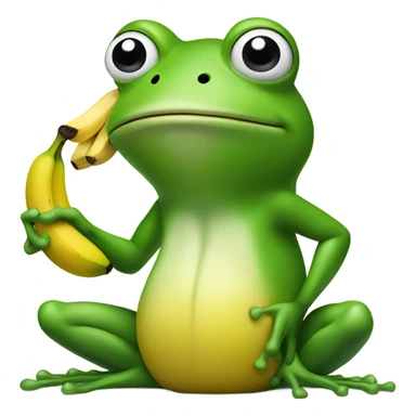 Frog pointing a banana to his head sticker