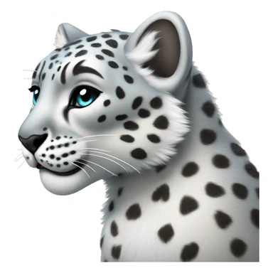 Snow Leopard Full Body with hearts sticker
