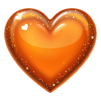 Aesthetic orange heart and inside it a smaller dark orange heart, sparkles all around sticker