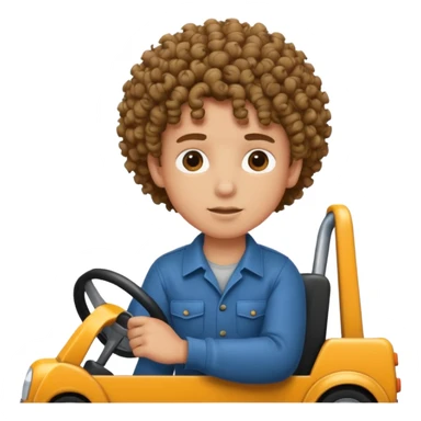 curly hair boy driving a tow truck  sticker