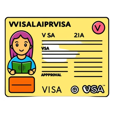 Colorful travel visa with approval stamp sticker