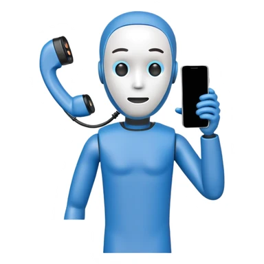 blue crash test dummy with phone sticker