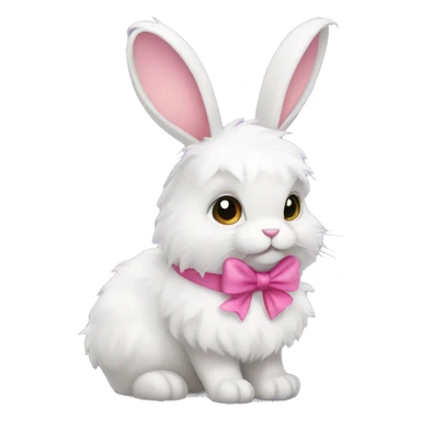 fluffy rabbit with pink bow sticker