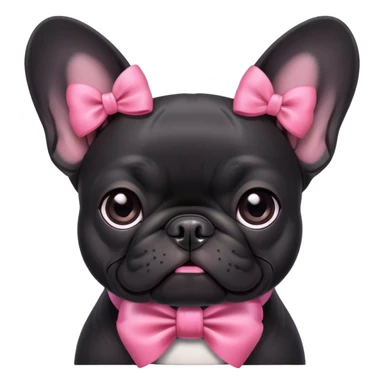 Fekete francia bulldog rózsaszín masnival sticker