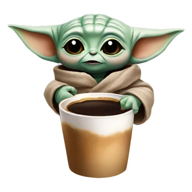 baby yoda with coffee and donut sticker