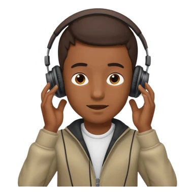 a boy fully takes off his headphone from his head sticker