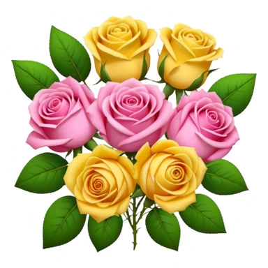 A bouquet of flowers, composed of pink roses and yellow roses. sticker
