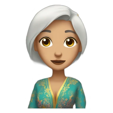 A woman wearing the morrocan kaftan stressing out with people around her sticker