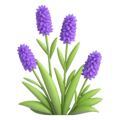 3D iOS style icon of woodland sage (Salvia nemorosa), showing upright purple flower stalks and textured green foliage, clean and modern look sticker
