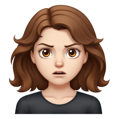 Angry white girl with shoulder length brown wavy hair and brown eyes sticker