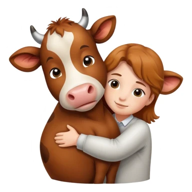 Hugging a cow sticker