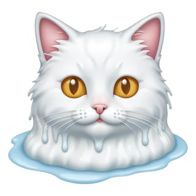 Cat covered in white milk sticker