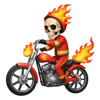 Give me a gost ride everything should be fire bike his bidy headr riding in a bike his eyes should be fire too skull too emoji sticker