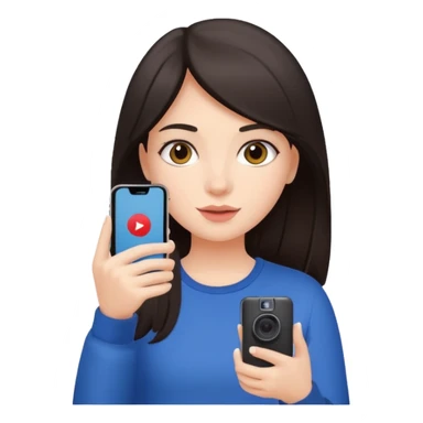 quiero crear una chica con una movil como si estuviese grabando cosas como si estuviese grabando vlog con el pelo oscuro  sticker