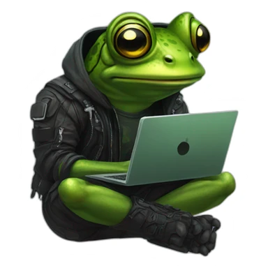 frog hacker cyberpunk sticker