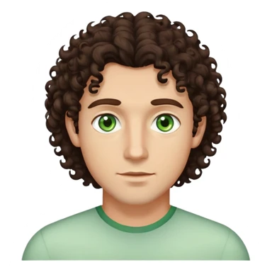 man with medium-length dark brown curly hair and light green eyes sticker