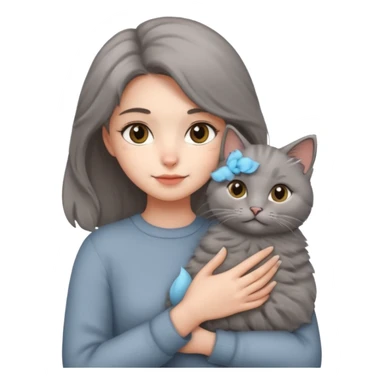 Wanita menggendong kucing sticker