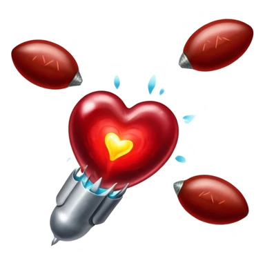 Glowing pieces of liver, red meat, and sardines floating around a red blood cell that shines brightly like a torch. Streams of light connect the blood cell to a heart and muscles, showing how heme iron creates energy and vitality throughout the body. sticker