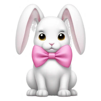 white bunny emoji wearing pink bow sticker
