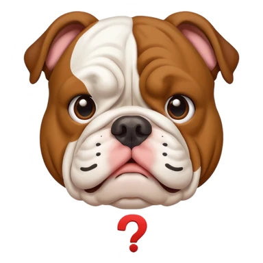 english bulldog with question mark above its head sticker