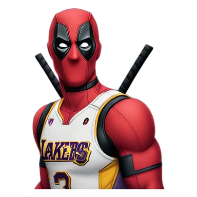 deadpool in lakers jersey sticker
