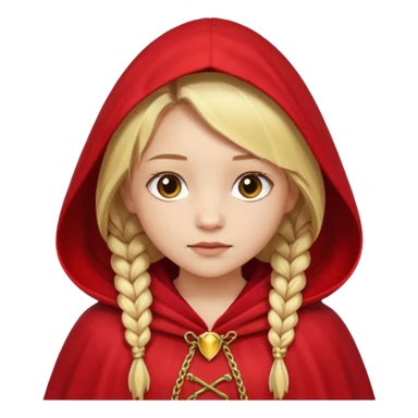 blonde braids hair kid girl, white skin, wear red cloak sticker