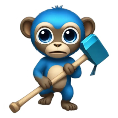 monkey with blue hammer sticker