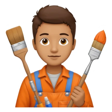 painter in orange overalls sticker