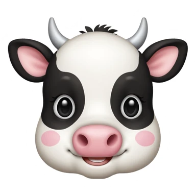 simple kawaii cow face, very simple dot eyes, vey big pupils sticker
