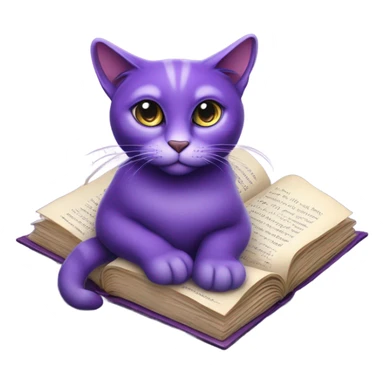Purple cat with book sticker