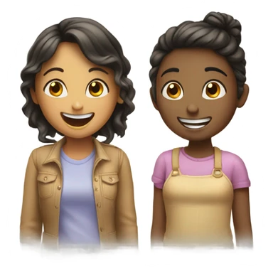 Two girls laughing at a girl sticker