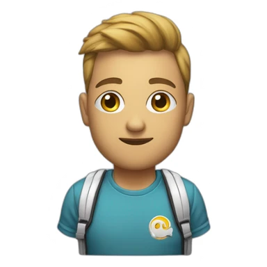 Eine Comicfigur mit einen T Shirt an. Auf dem Shirt steht „Auswander Coach“. sticker