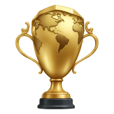 The world in the cup of huge golden trophy sticker