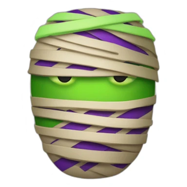 Mummy with luminous green and purple-striped bandages sticker