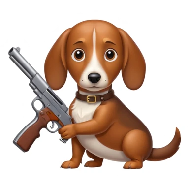 Wiener dog with gun sticker
