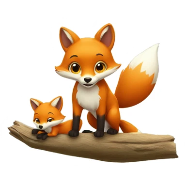 little fox playing with 3 little kids sticker