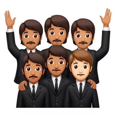 Cinematic Realistic The Beatles Pop Culture Emoji, showcasing an iconic, vibrant portrayal of the legendary band rendered with rich textures and nostalgic lighting that exude musical legacy. sticker