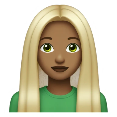 Aesthetic Girl with long straight blonde hair green eyes and filled lips sticker