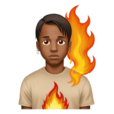 Travis Scott with fire in the background  sticker